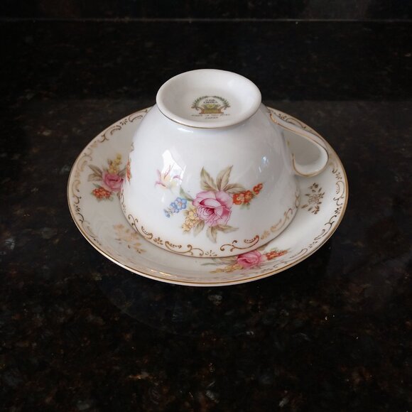 OCCUPIED JAPAN SGK DELICATE FLORAL PATTERN PINK ROSES GOLD TRIM WHITE PORCELAIN - Picture 6 of 6